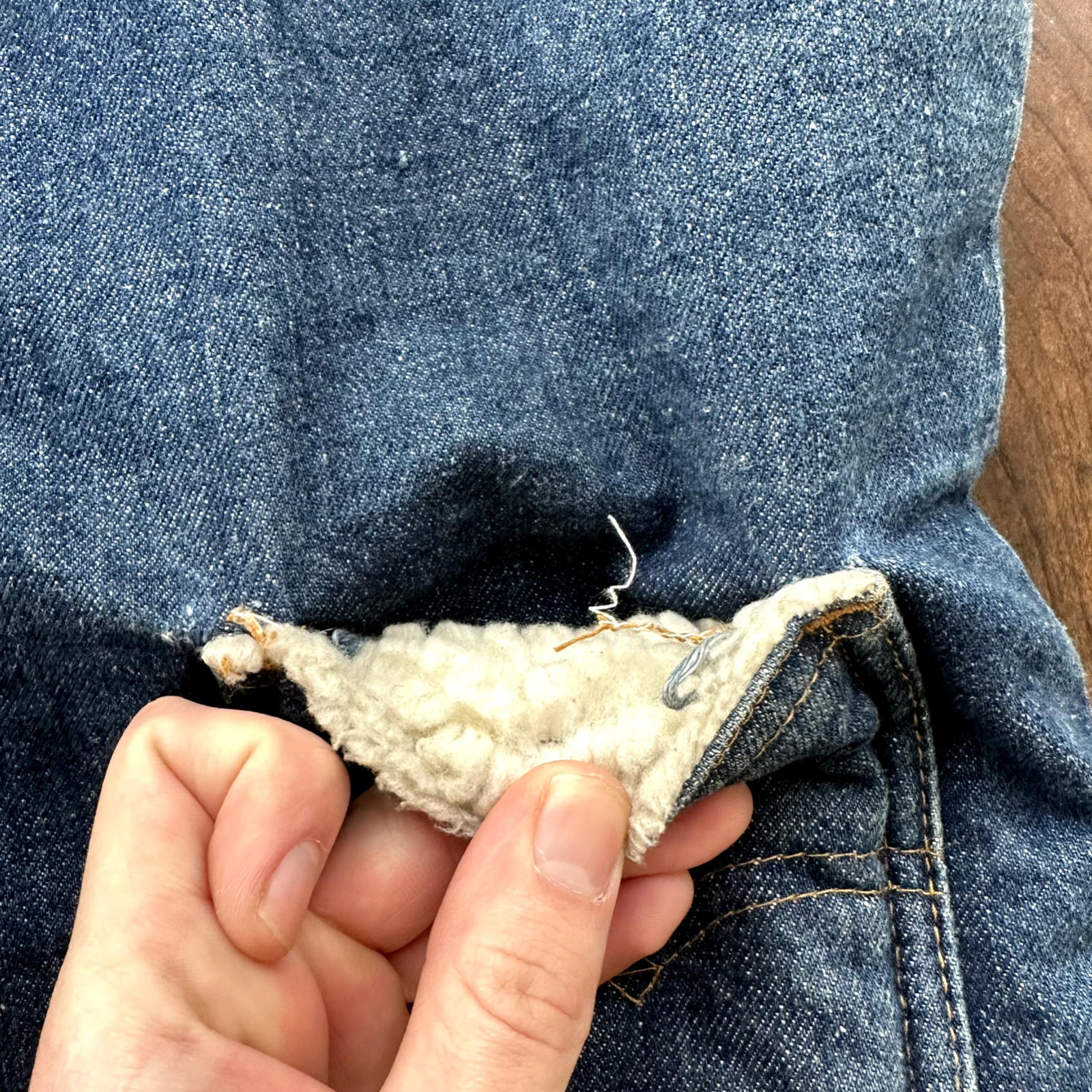 Vintage Levis Denim Sherpa Lined Vest Blue Jean Jacket 70s Orange Tab Medium