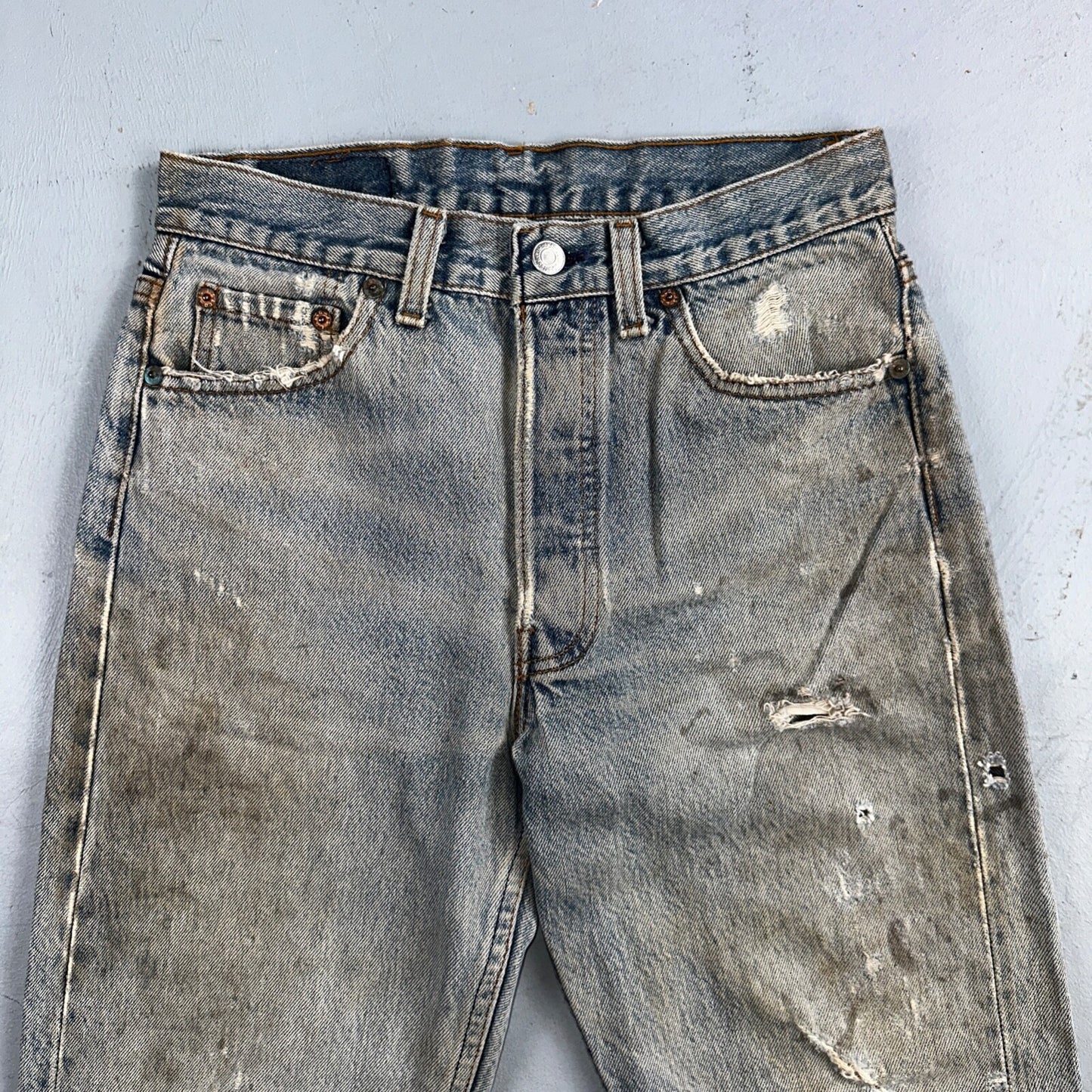 Levis 501 Vintage 90s USA XX Straight Leg Jeans Blue Light Wash 29x32 Act 28x31