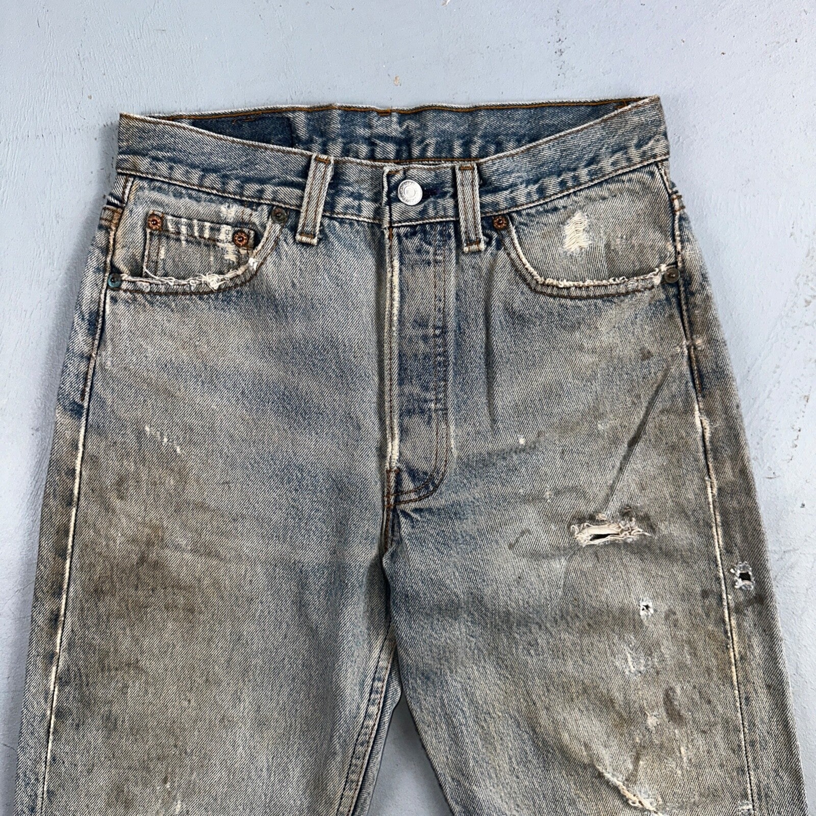 Levis 501 Vintage 90s USA XX Straight Leg Jeans Blue Light Wash 29x32 Act 28x31