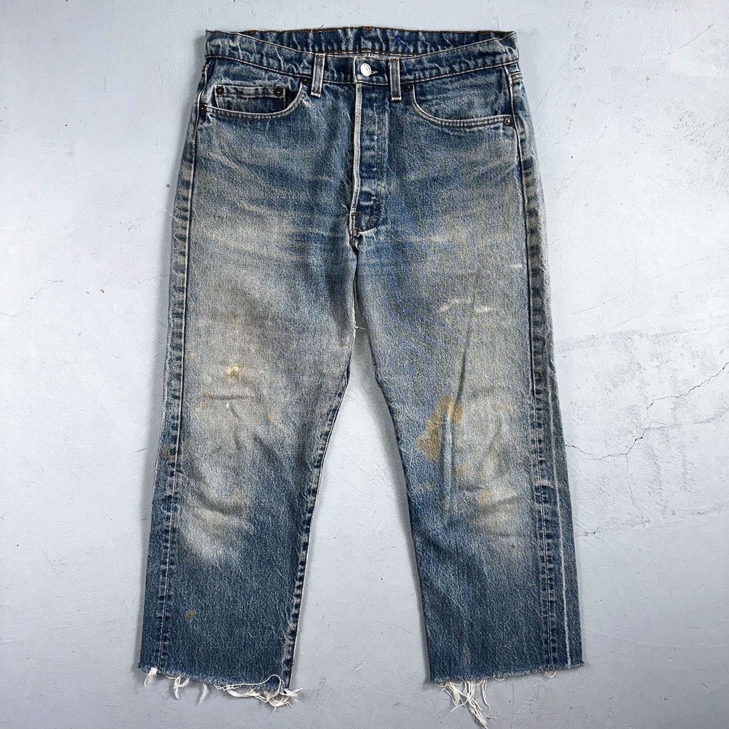 Levis 501 Vintage 80s USA XX Straight Leg Jeans Blue Light Wash Act 32x24 Capri