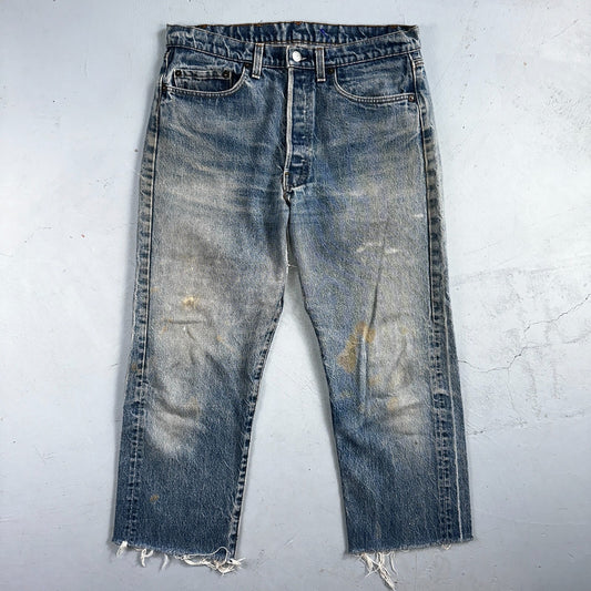 Levis 501 Vintage 80s USA XX Straight Leg Jeans Blue Light Wash Act 32x24 Capri