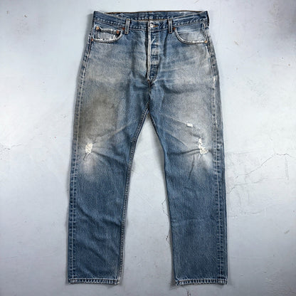 Levis 501 Vintage Y2K 90s XX Straight Leg Jeans Blue Med Wash 38x36 Act 35x31
