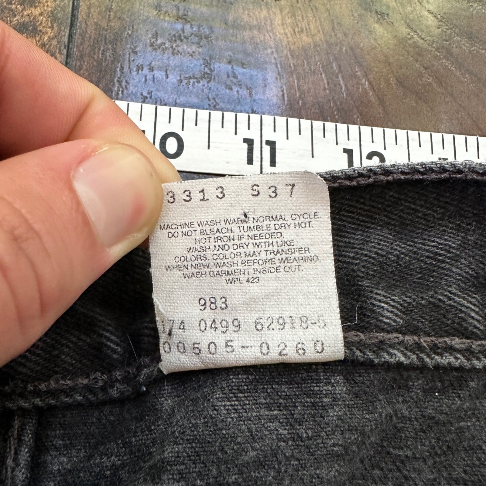 Levis 505 Vintage 90s Straight Leg XX Mexico Jeans 38x32 Black Wash Act 33x30