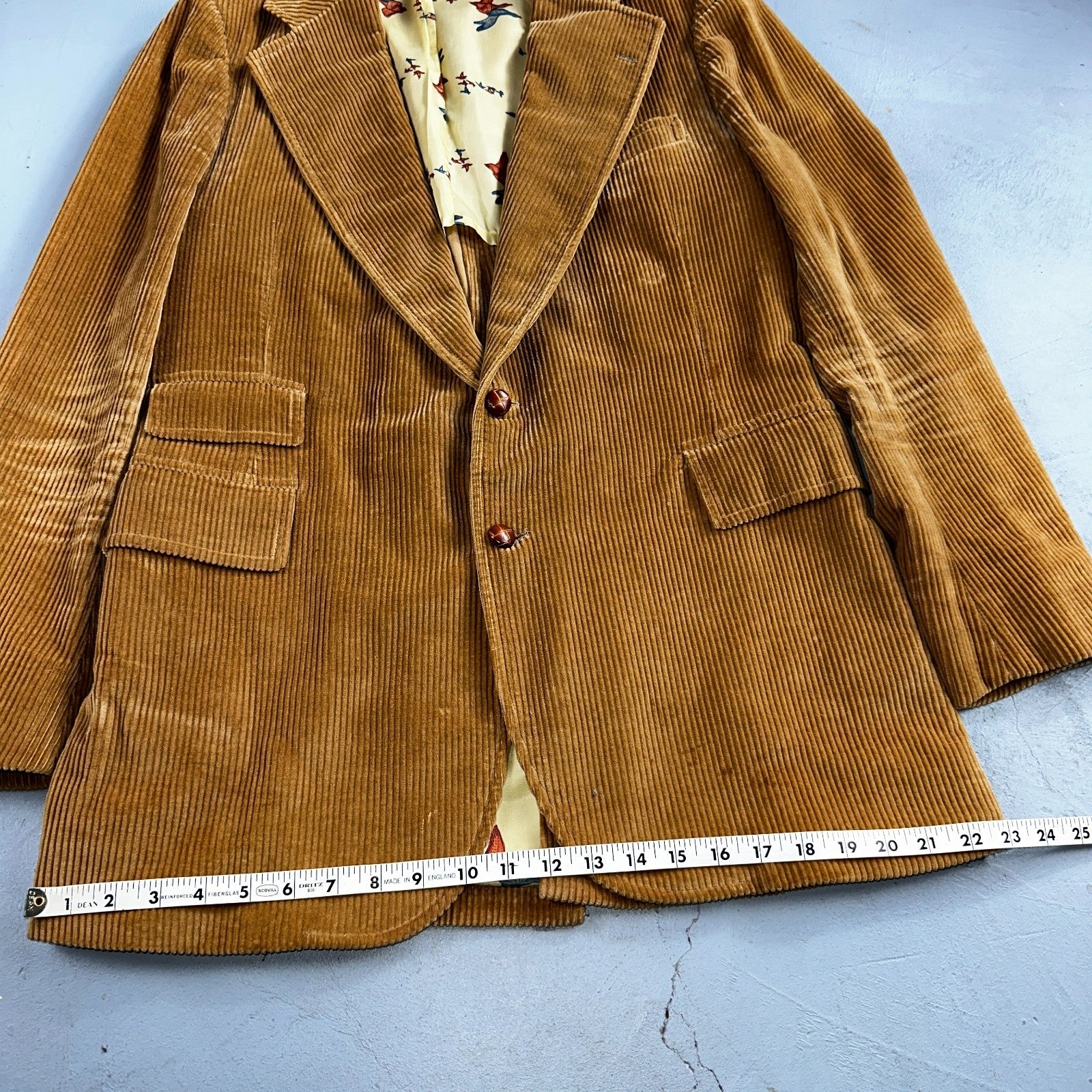 VTG Mens 2 PC Suit 40 Jacket Coat Pants Brown Rockabilly 60s 1960s Corduroy