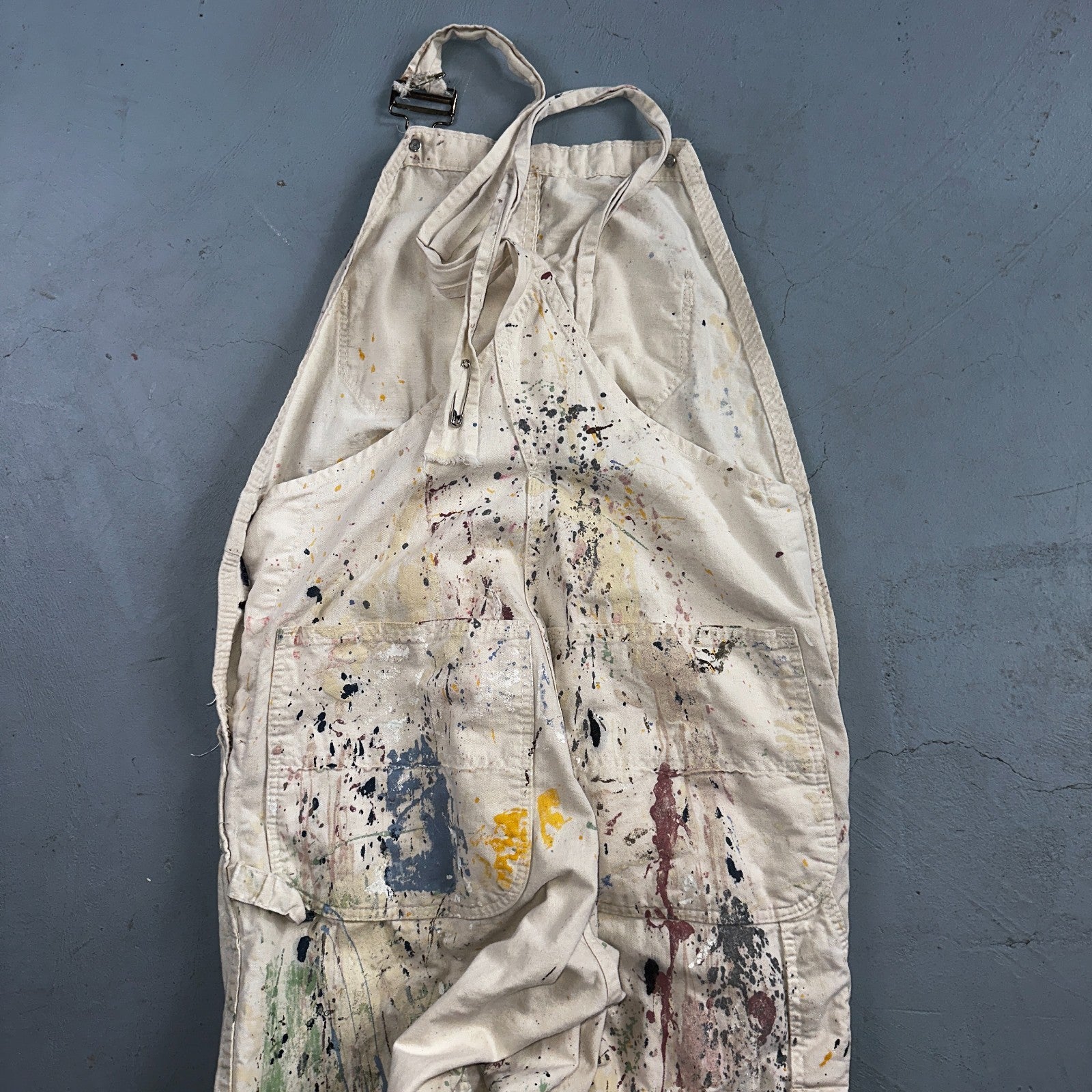 VTG Washington Dee Cee Thrashed Overalls Carpenter Bibs Workwear Painter Paint