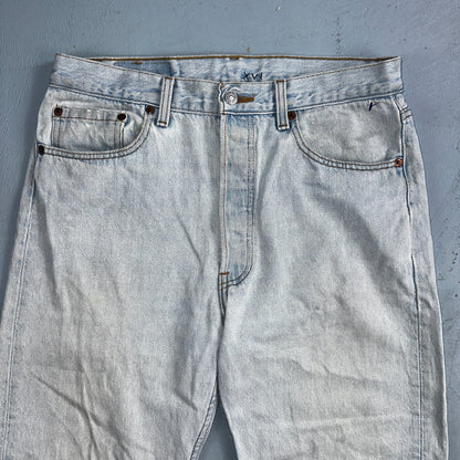 Levis 501 Vintage 90s USA XX Straight Leg Jeans Blue Light Wash 33x30 Act 31x29