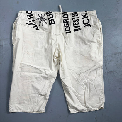 Rasta Bong Pipe Works Long Shorts White 100% Cotton One Size La Trenzz VTG 90s
