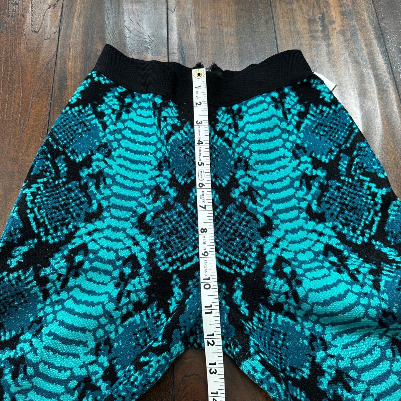 Vintage Yoga Crazy Print Hippie Boot Cut Beach Teal Green Black Gym 90s Y2K