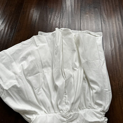 SHEIN MOD Ruched Bust Shirred Back Puff Sleeve Front Dress White Sexy Summer