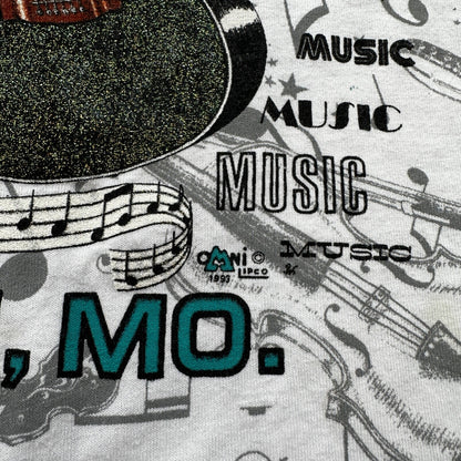 Country Music Missouri Branson Vintage T Shirt 90s AOP Gibson Guitar Martin