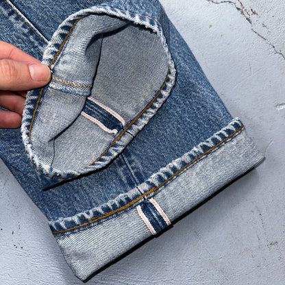 Levis 501 Vintage 80s Redline Selvedge USA XX Jeans Light Wash Stained Act 28X33
