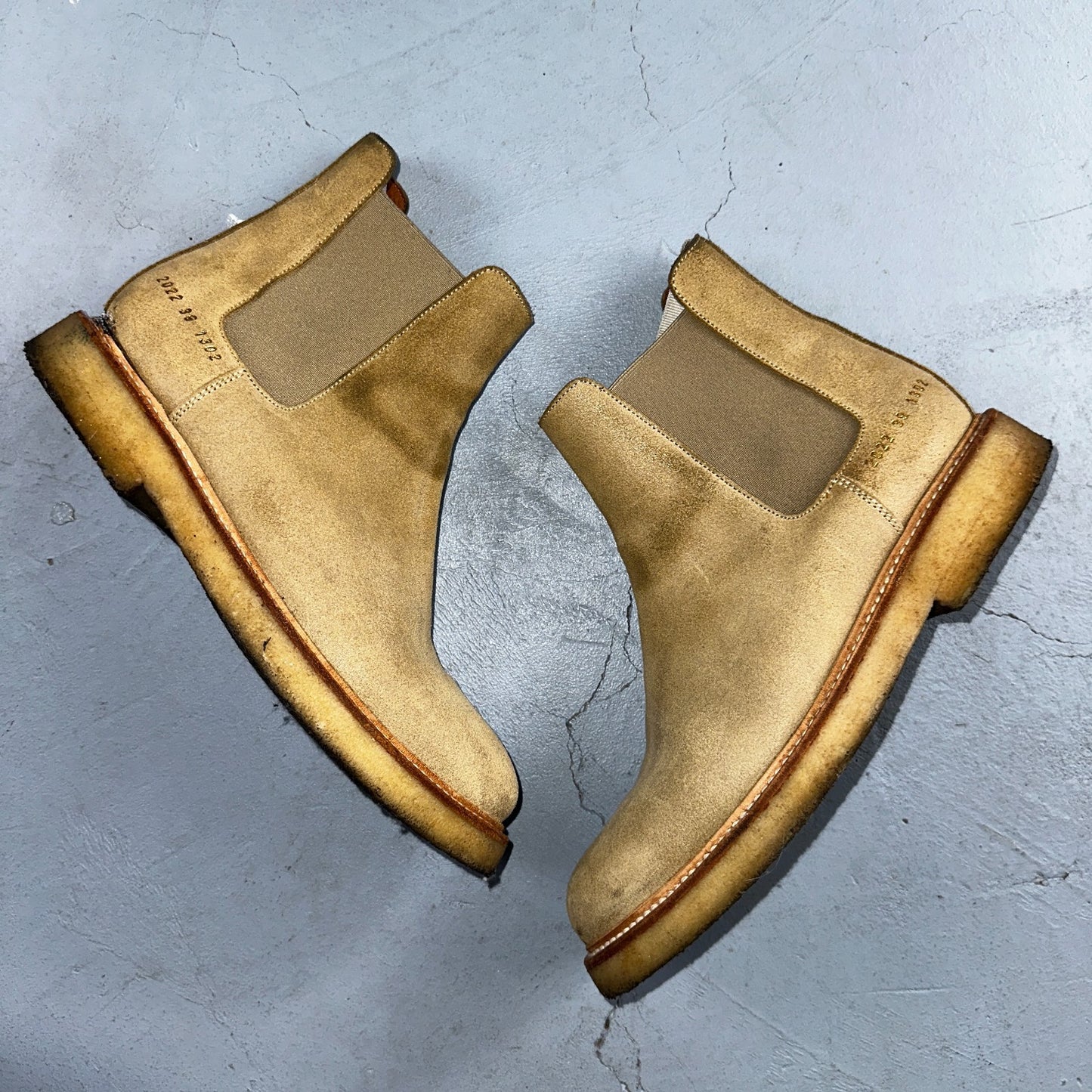 Common Projects Beige Suede Chelsea Workboots Size 39 Mens Tan Authentic