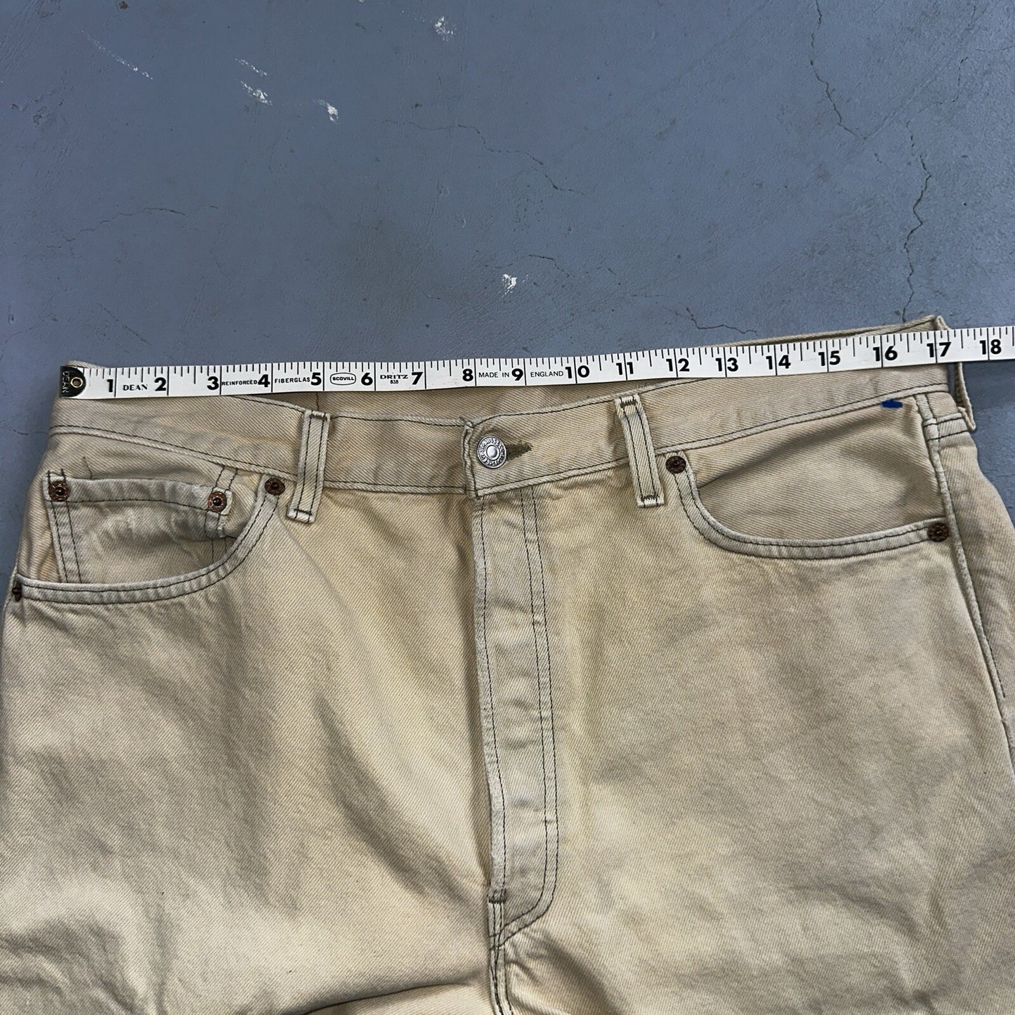 Levis 501 Vintage 90s USA XX Straight Leg Jeans Yellow Khaki 36x32 Act 34x31