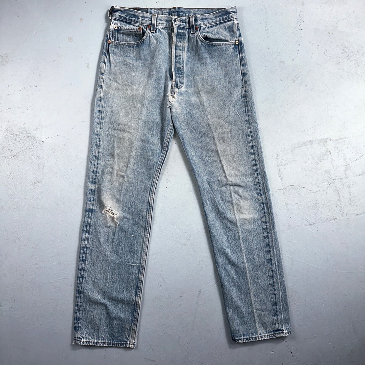 Levis 501 Vintage 90s USA XX Straight Leg Jeans 33x36 Light Wash Act 30x30