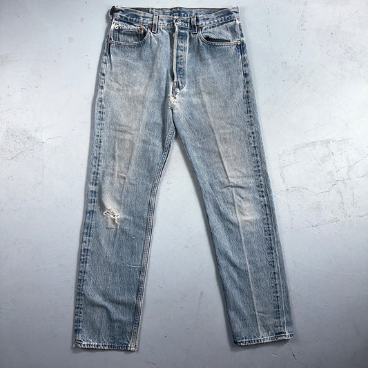 Levis 501 Vintage 90s USA XX Straight Leg Jeans 33x36 Light Wash Act 30x30