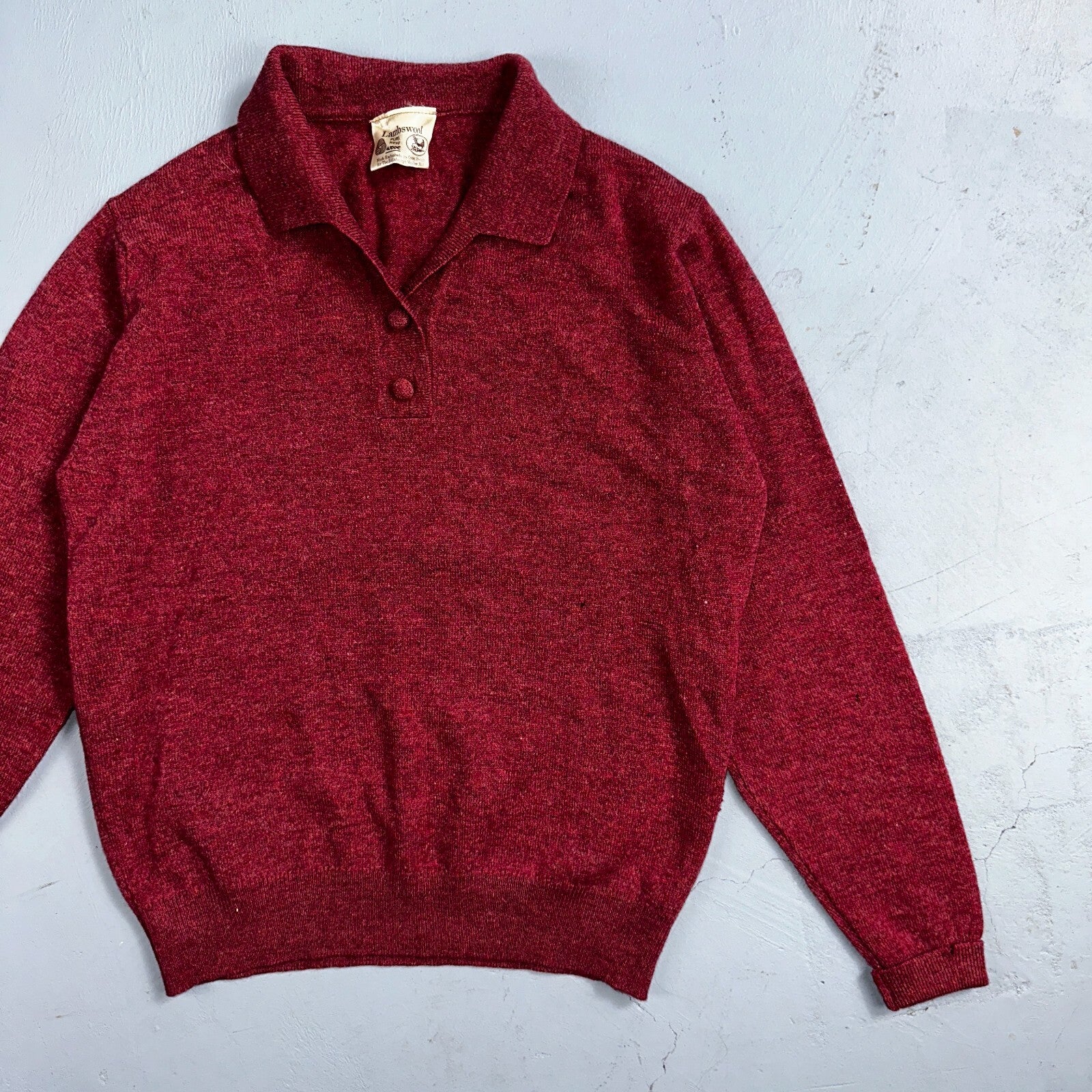 VTG Edinburg Woolen Mill Wool Cardigan Sweater Women’s M 1970s Red Lambswool