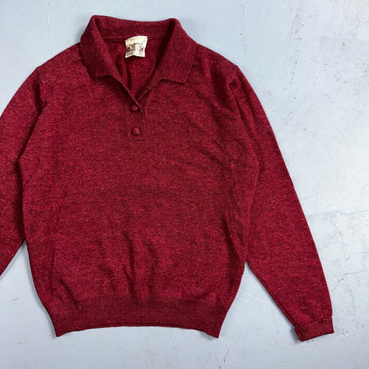 VTG Edinburg Woolen Mill Wool Cardigan Sweater Women’s M 1970s Red Lambswool