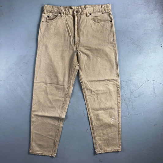 Levis 550 Vintage 90s USA Orange Tab Relaxed Tapered Leg Beige Tan Jeans 38x30