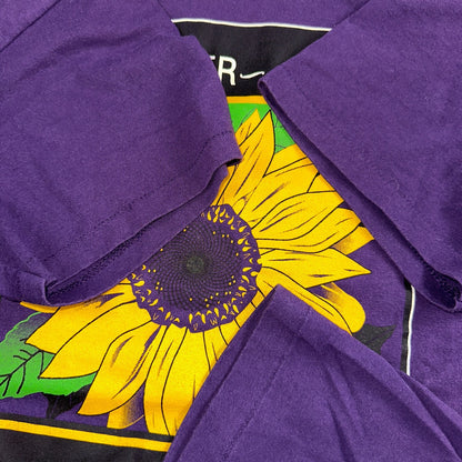 Sunflower Ed Hume Seeds VTG T Shirt Helianthus Art Purple Single Stitch 90s