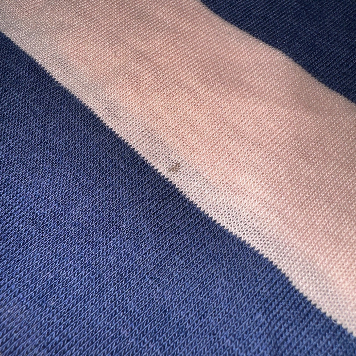 Blue Pink Rockabilly V Neck T Shirt 1970s Striped Basic Essential Single Stitch