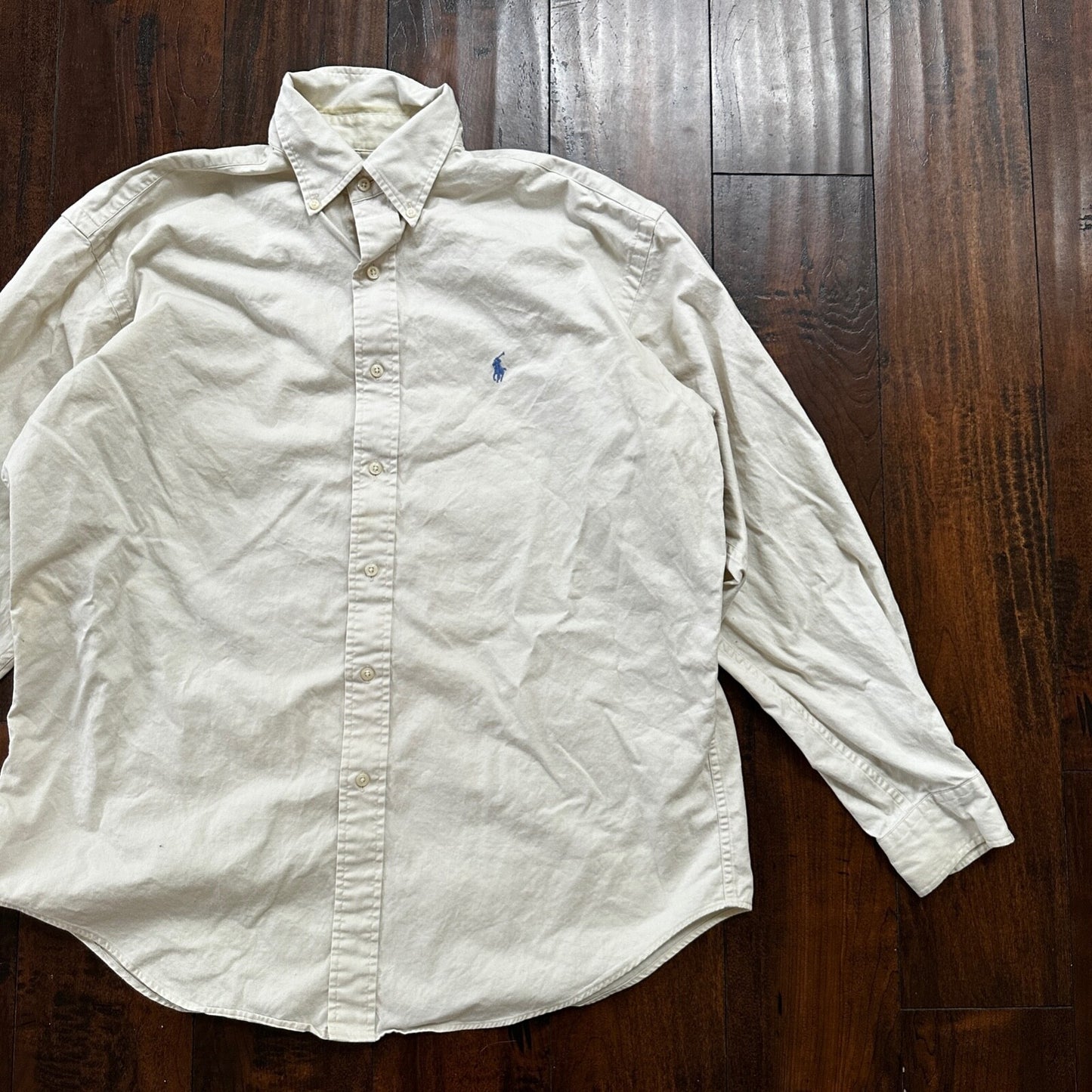 Polo Ralph Lauren Beige Button Down Work Shirt Dress Vtg Up Y2K 90s Western