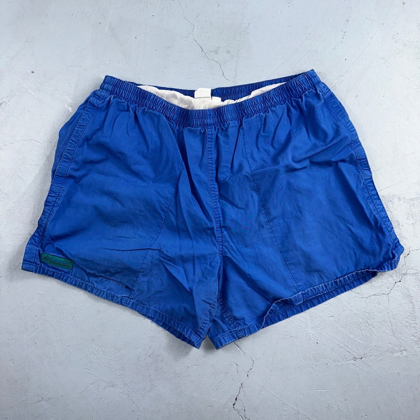 Columbia VTG Shorts Mens Large Blue Lined Trunks Nylon Shell Hike 4 in