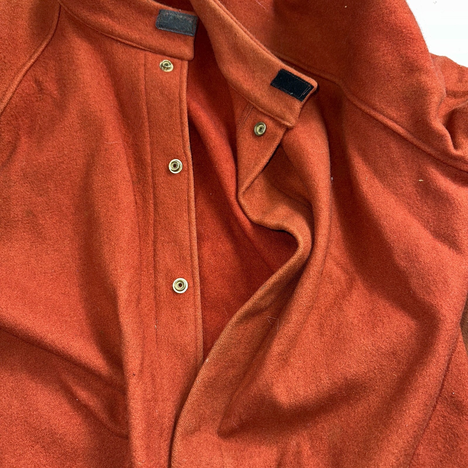 Vintage 60s 70s Wool Delivery Workwear Jacket M Rockabilly Burnt Orange Red