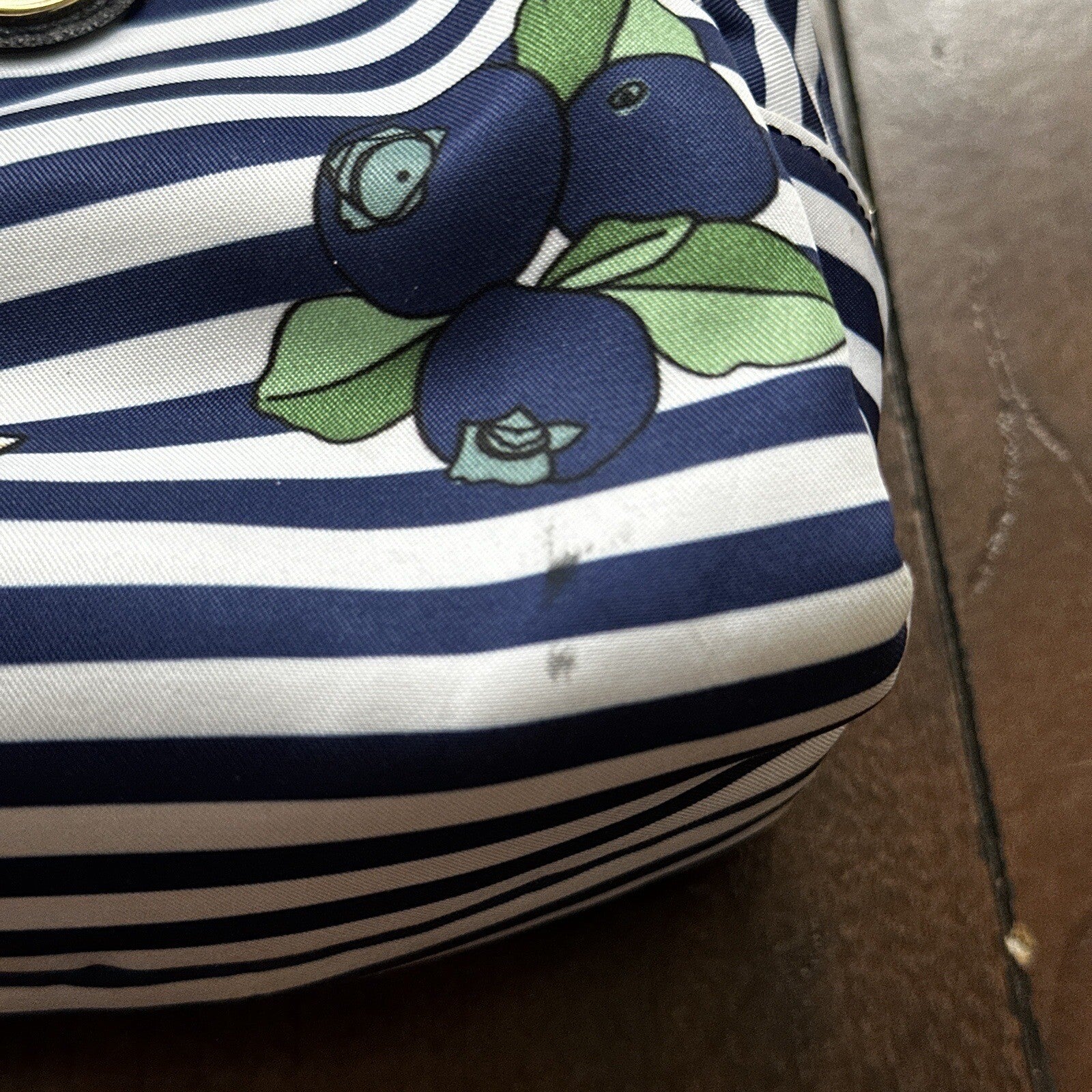 Tory Burch Printed Nylon Cosmetic Case Blue Fruits Wild Cute Print Berries
