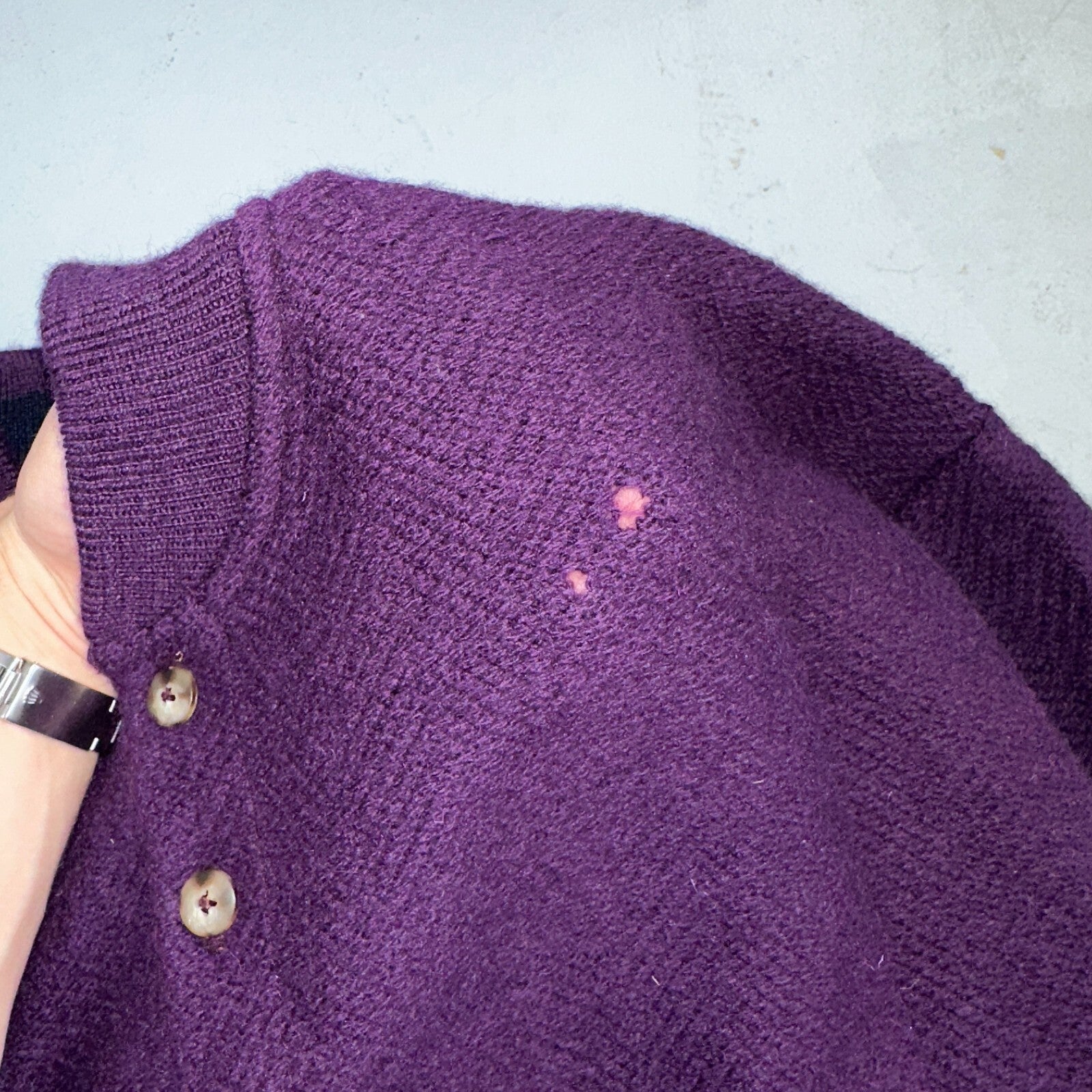 Pendleton 80s Vintage Henry Neck Sweater Elbow Patch Mens Size XL Wool Purple