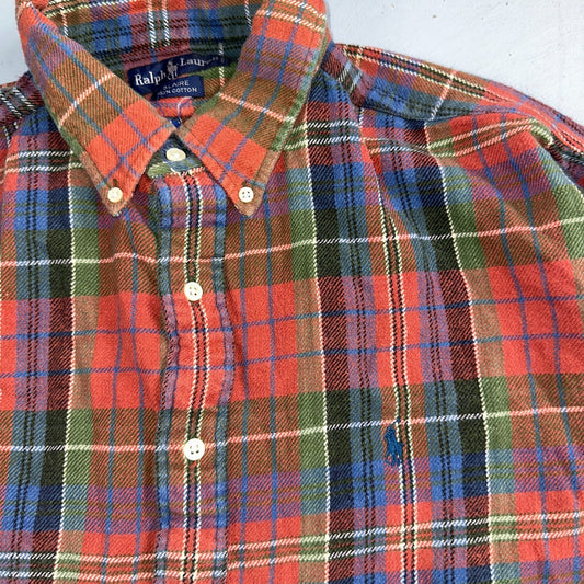 RALPH LAUREN Shirt Mens Size XL Button Up Plaid Long Sleeve Extra Large Blaire
