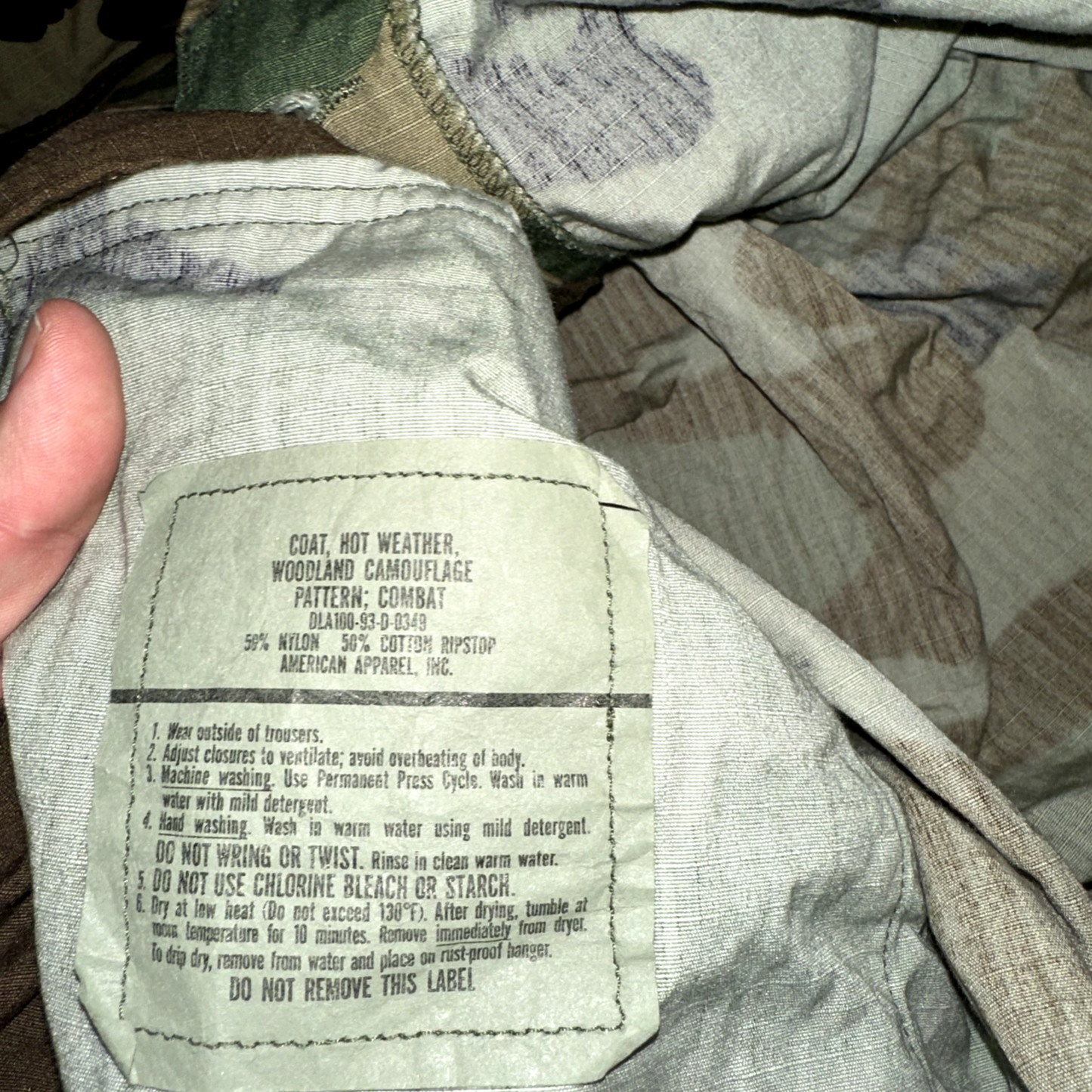 US Military Woodland Camo 90s Field Jacket Coat Cold Weather M X Long 1993 Sum