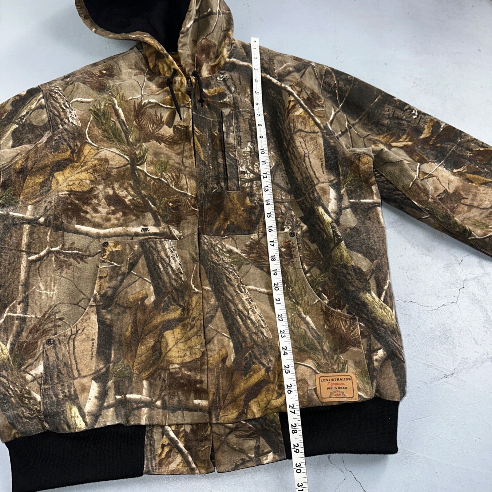 Levi Strauss Signature Field Gear Jacket Mens L Camo Hooded Realtree Lined Coat