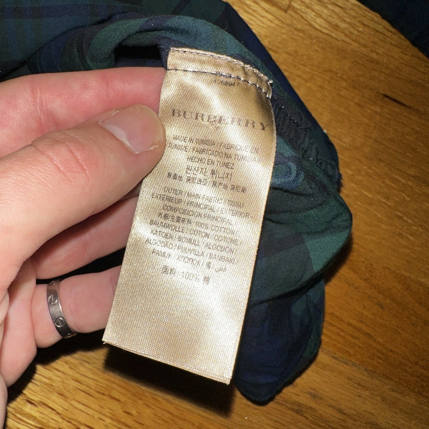 Burberry Men’sGreen Plaid Shirt Size S Button Up Long Sleeve Lightweight Cotton