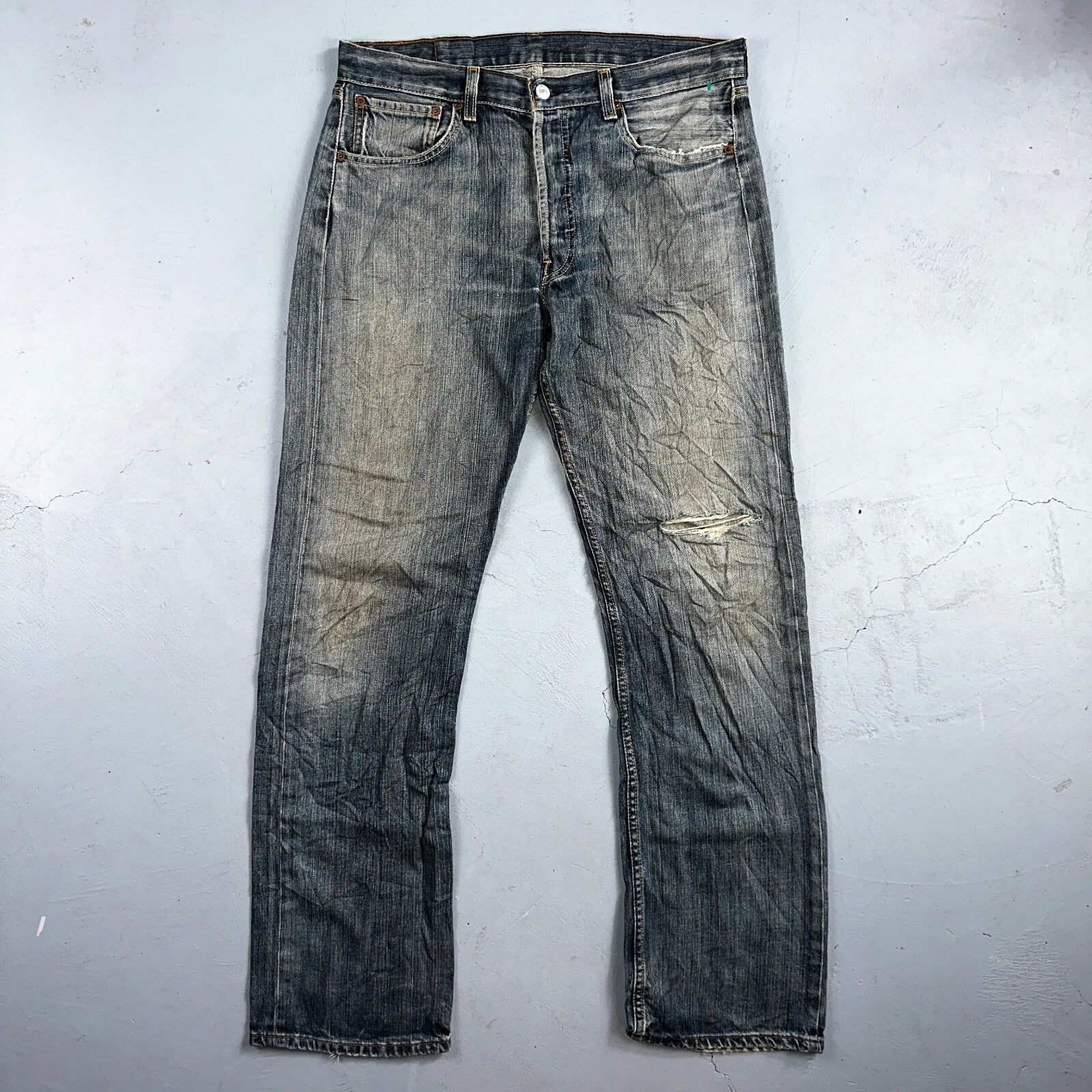 Levis 501 Vintage Y2K XX Straight Leg Jeans Blue Med Wash 34x34 Act 34x32
