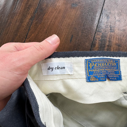 VTG 70s Pendleton Mens 33x28 Gray Slacks Pants 100% Virgin Wool Made in USA