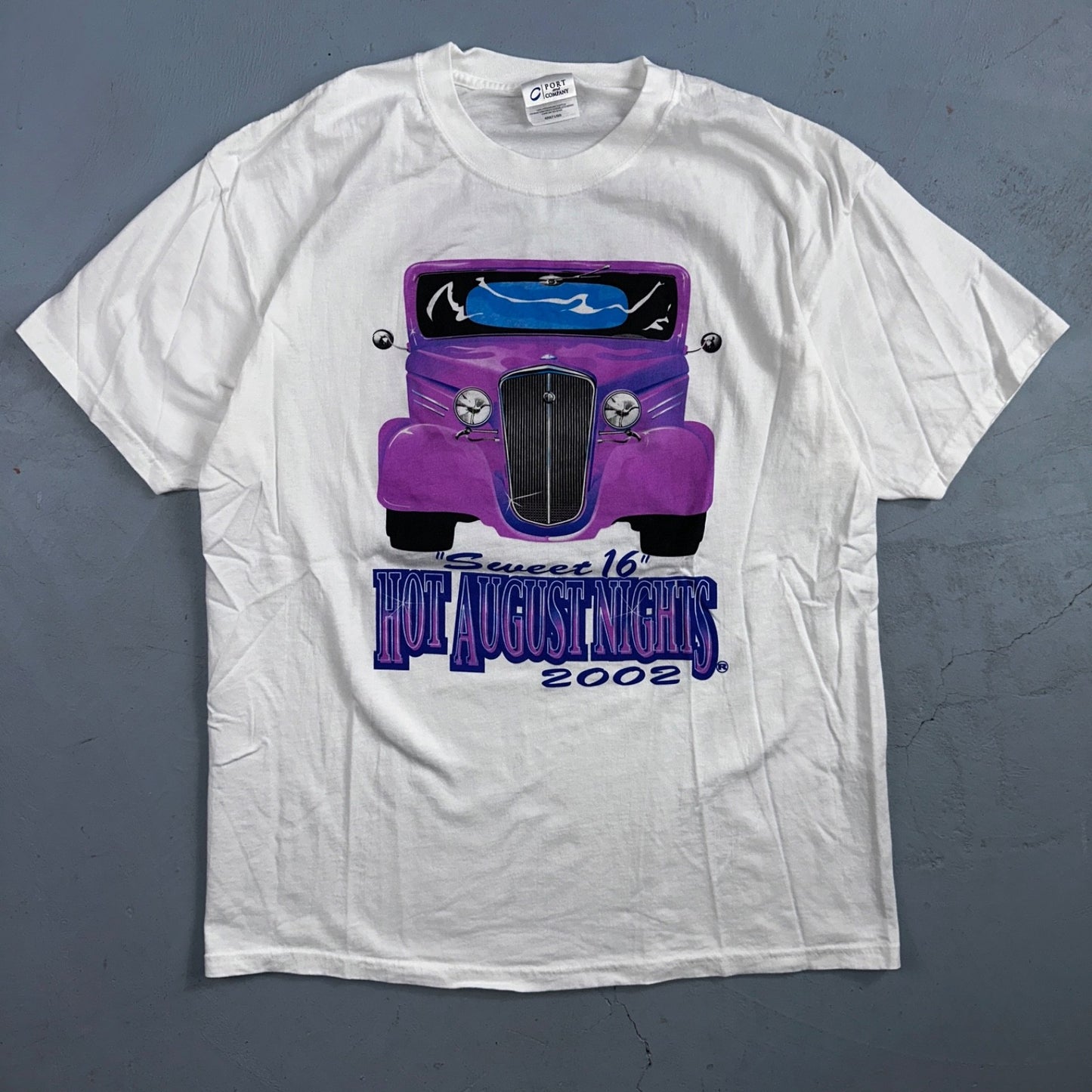 Hot August Nights 2002 VTG T Shirt Sweet 16 Hot Rods Purple Car Rare Graphic Fun