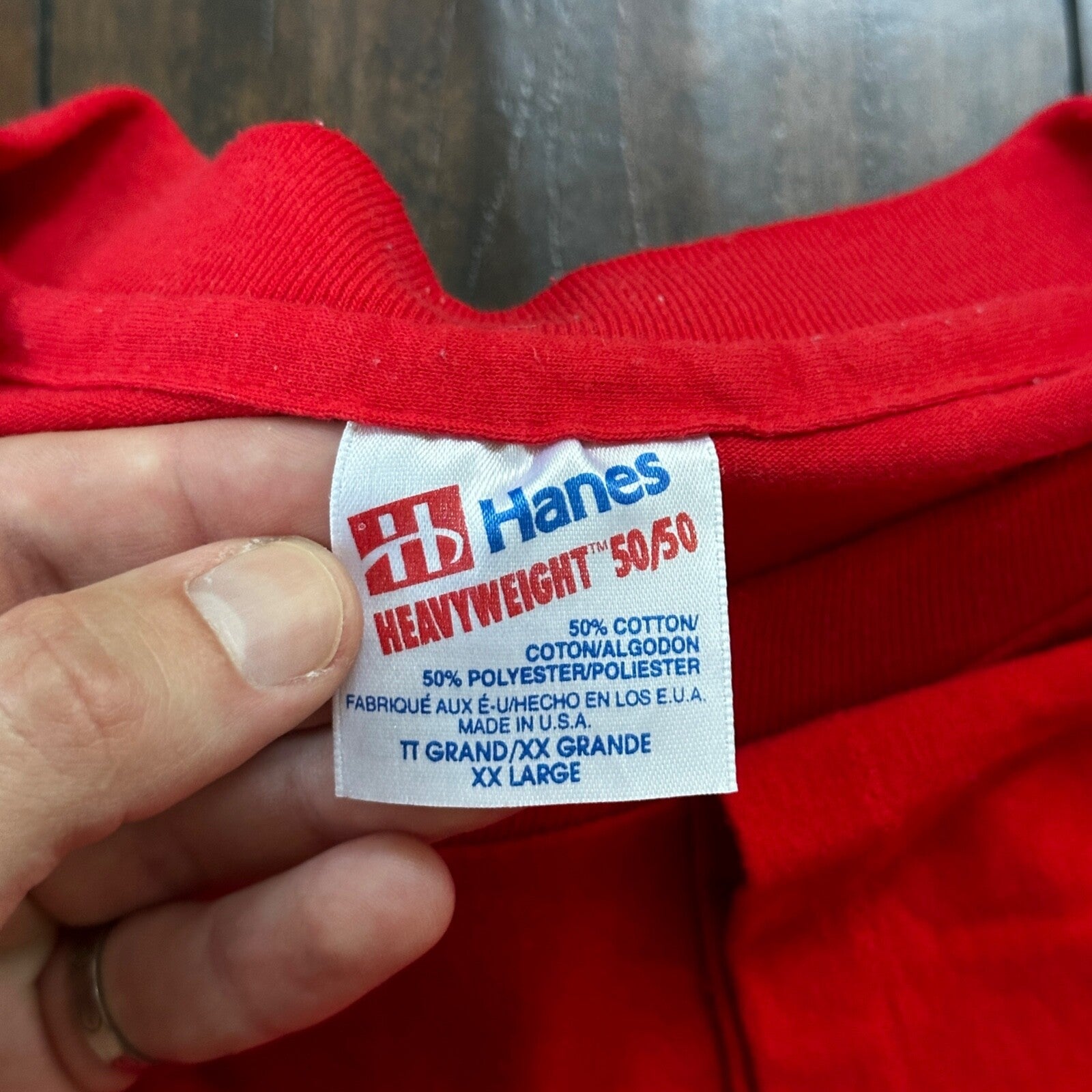 Hanes Blank Red 80s 90s VTG T Shirt Simple Basic Essential Single Stitch Lot Rap