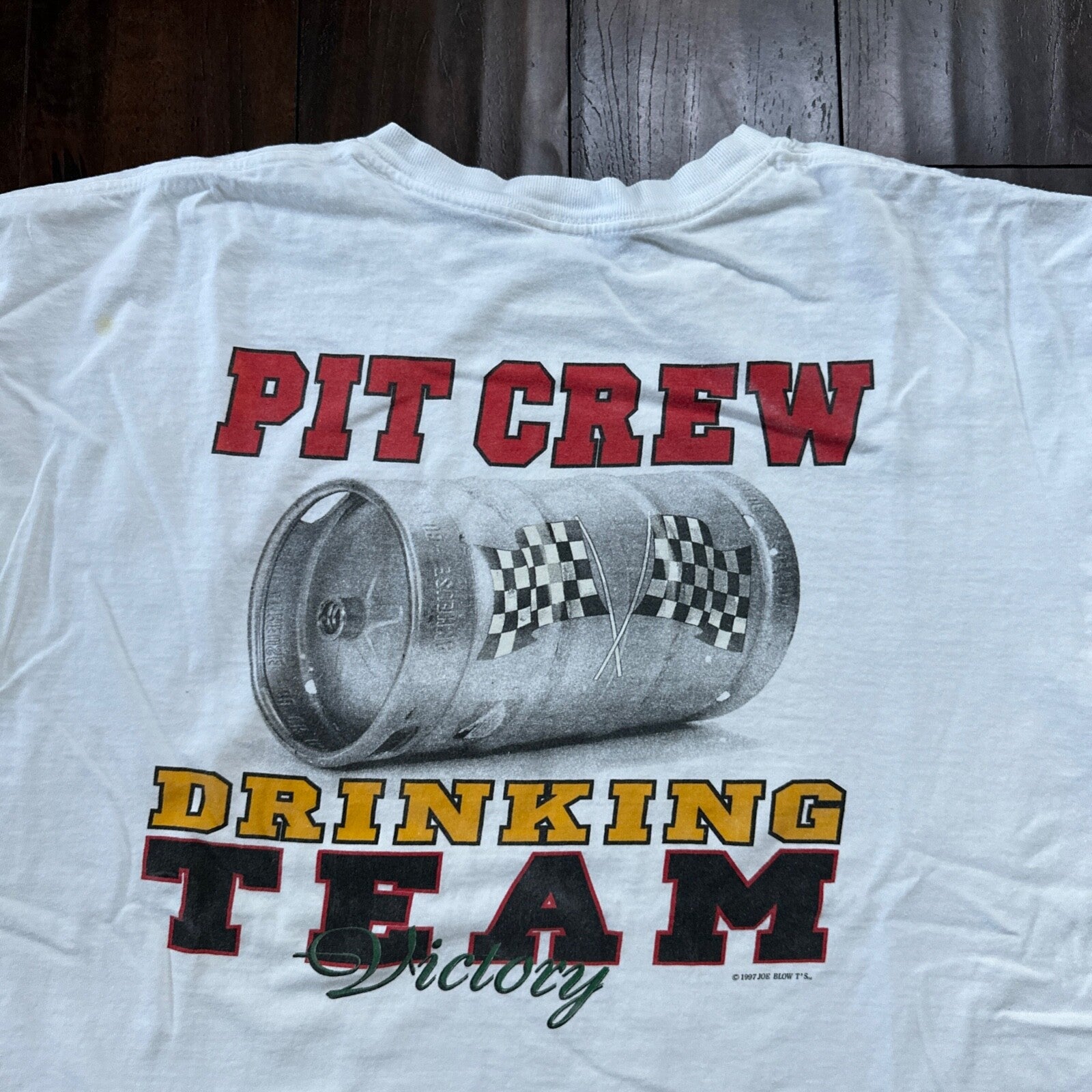 Pit Crew Drinking Team Funny VTG T Shirt Beer Budweiser Sports Racing Cars 2XL