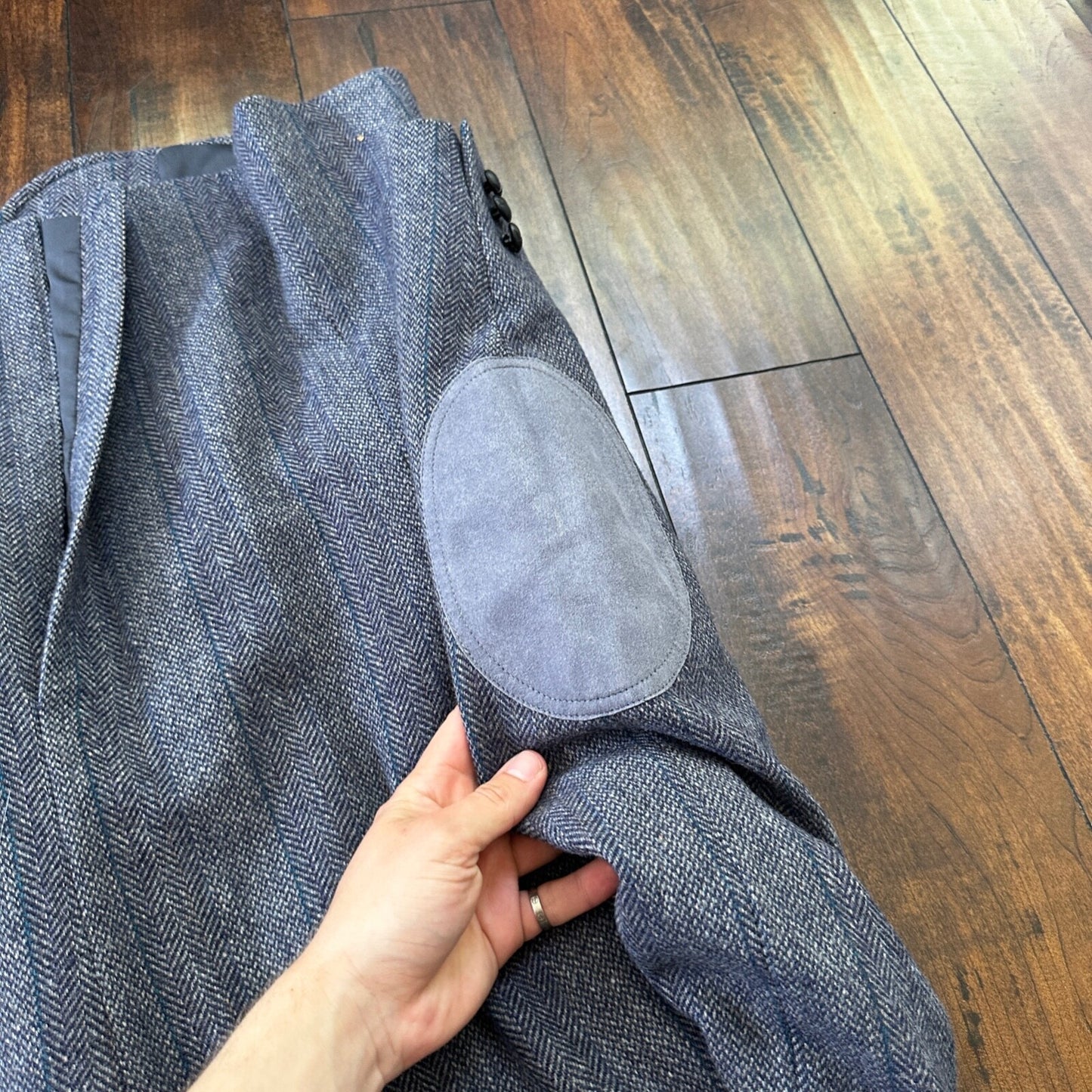 VTG Pendleton Blazer Men's 44 Wool Sport Coat USA Blue Gray Knit Button-Up 70s