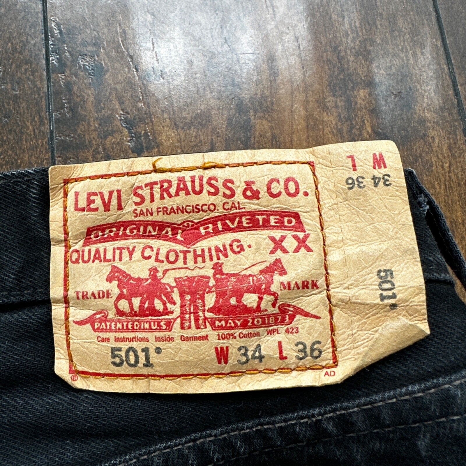 Vintage 90s Mexico Levis 501 XX 34x36 USA Tag Jeans Y2K Black Act 33x36