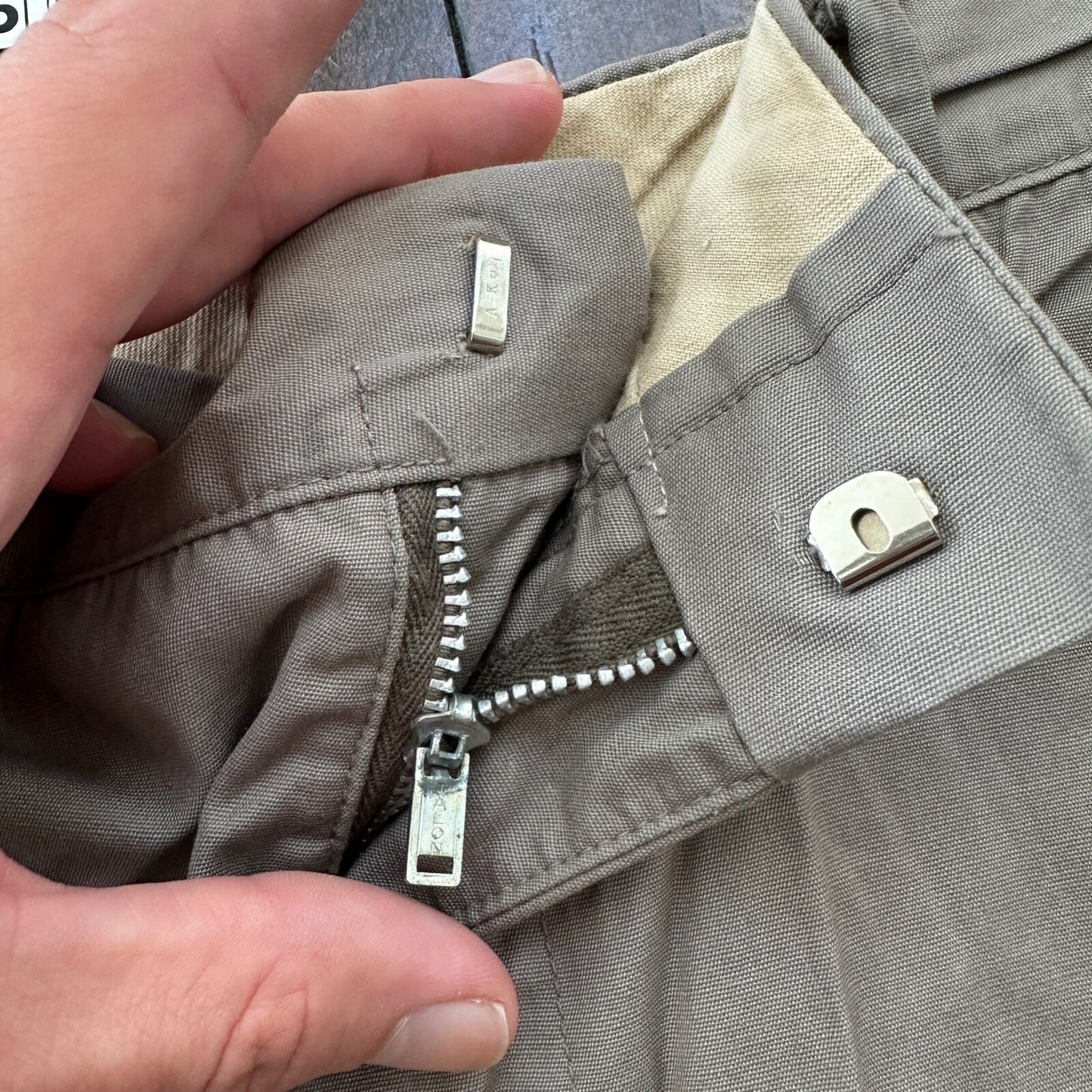 VTG 60s Brown Dress Pants Trousers Talon Fly Size 26x29 1960s Slacks Light