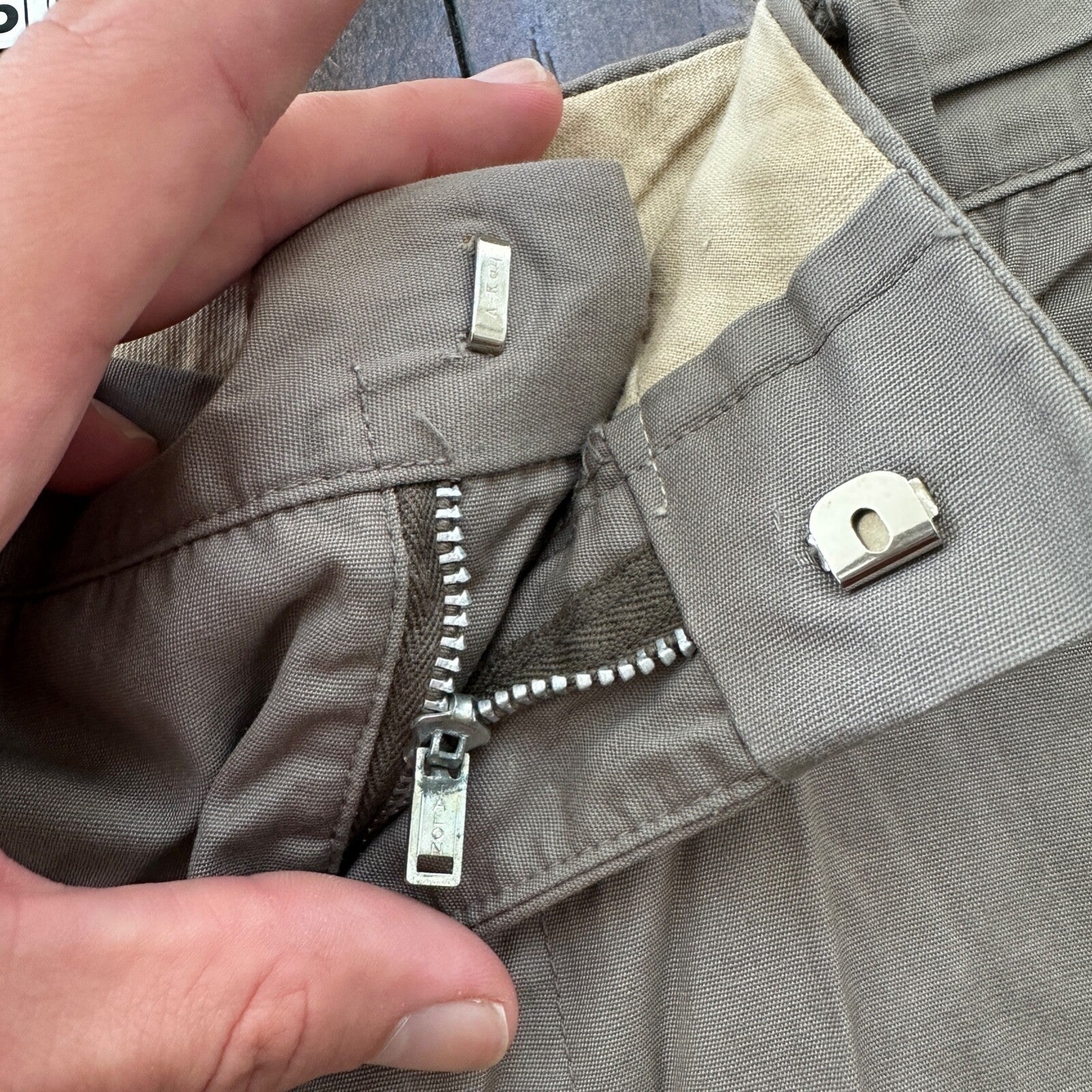 VTG 60s Brown Dress Pants Trousers Talon Fly Size 26x29 1960s Slacks Light