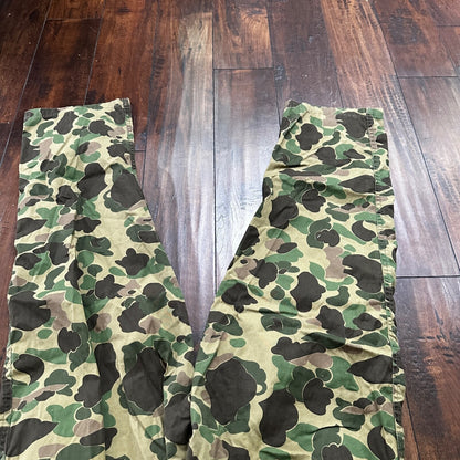 Vintage 60s 70s Sears Frog Skin Camo Pants Talon Zip USMC WWII Military 32x29