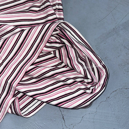 Nike Striped Y2K VTG T Shirt Womens Large Pink Purple Sports Cute Silver Tag