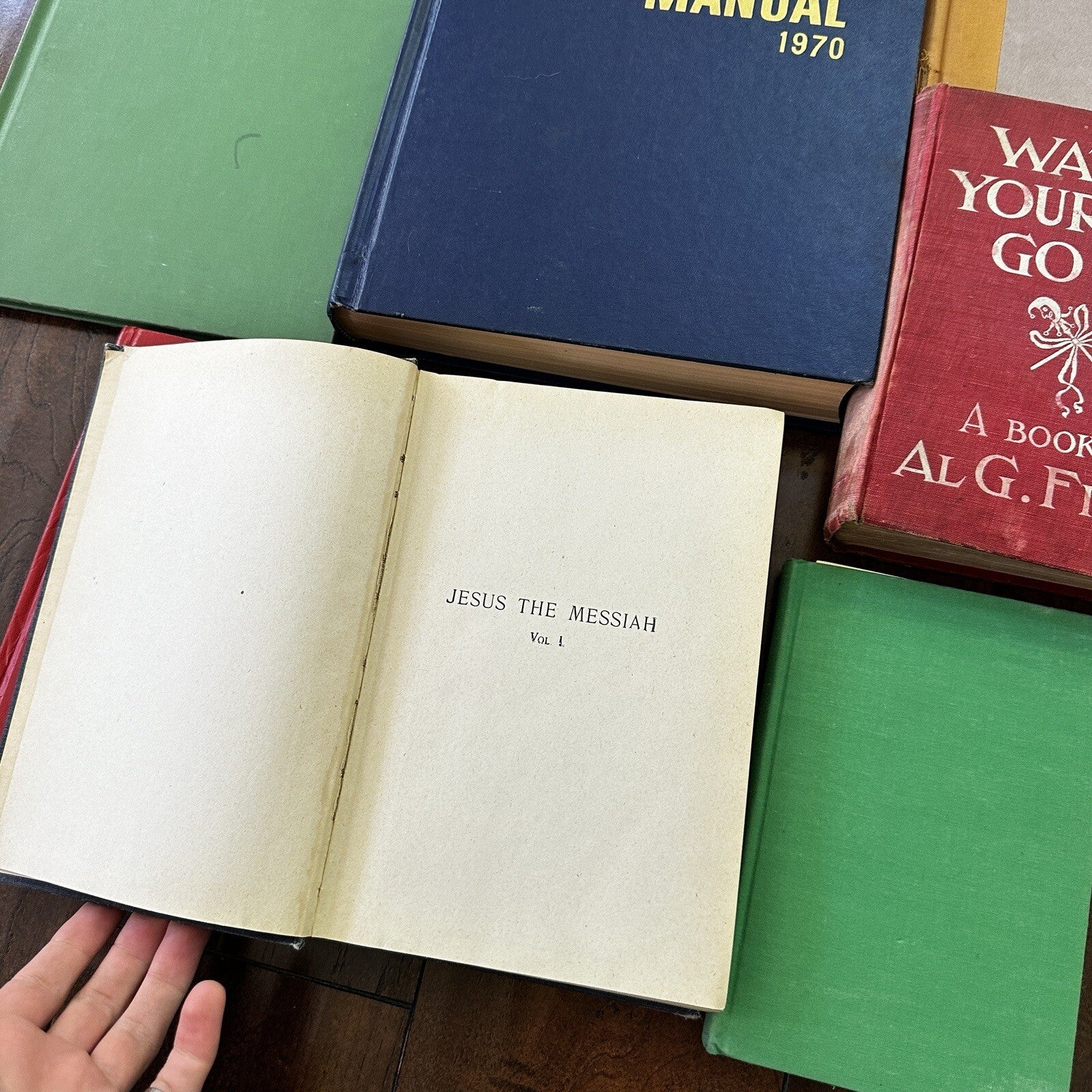 Lot 18 Cool Old Vintage Antique Rare Hardcover Random Books Green Coffee Table
