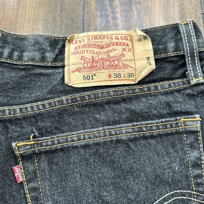 Vintage 90s Levis 501 XX 38x30 USA Tag Jeans Black 80s Act 36x30