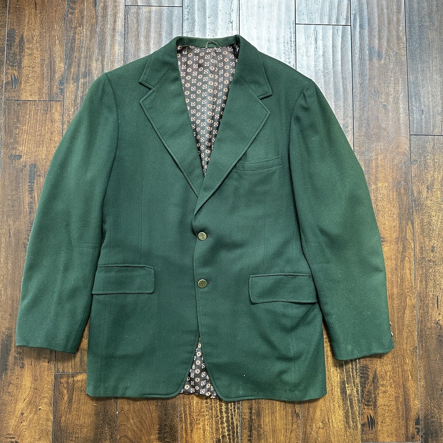 1960s 1970s Green Cashemere Sport Jacket VTG Mens Suit 44 34x32 Rockabilly Gray