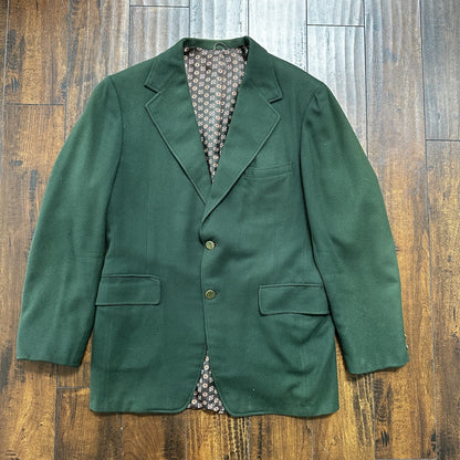 1960s 1970s Green Cashemere Sport Jacket VTG Mens Suit 44 34x32 Rockabilly Gray