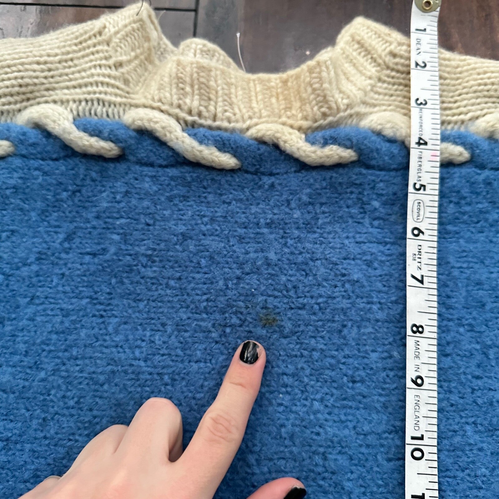 Vintage Handmade Wool Knit Sweater S Blue Pattern 1940s 1950s Rare 40s 50s WWII