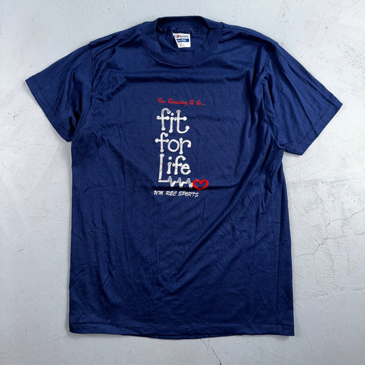 Hanes 80s Fit For Life VTG T Shirt Gym Fitness Large Single Stitch Graphic Cool